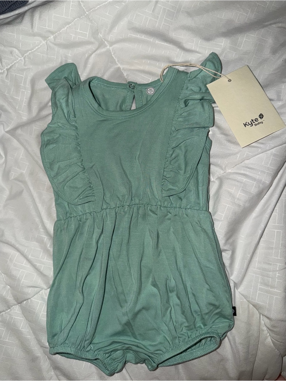 Kyte BABY Sage Green Ruffle Romper